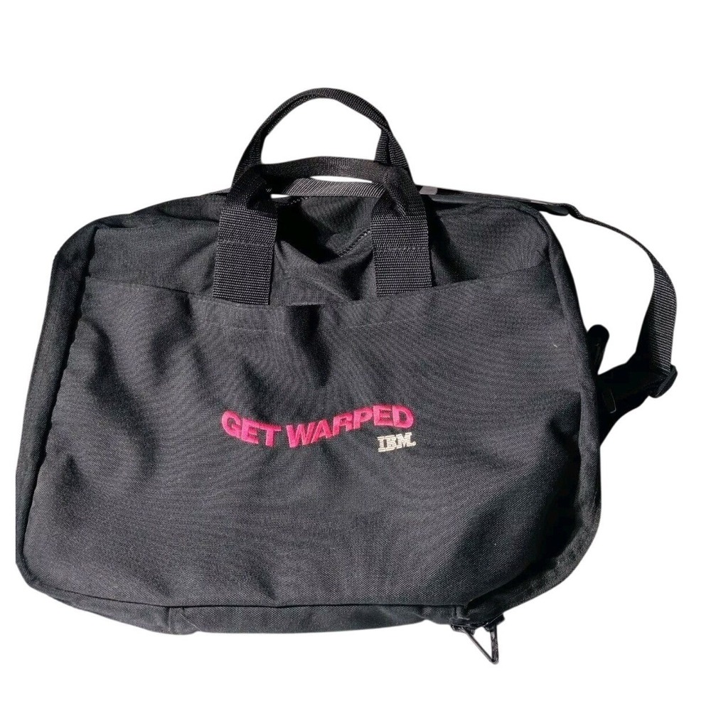 IBM Get Warped Black Canvas Bag 18" x 14" x 5"  Laptop Carrying Case Warp OS